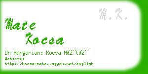 mate kocsa business card